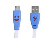 Smiling Face LED Light Flat Noodle V8 USB Data Cable For Cellphone