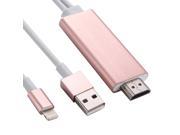 8 Pin to HDMI HDTV Adapter Cable with USB Charger Cable for iPhone 6 6s iPhone 6 Plus 6s Plus iPhone 5 5S iPad mini iPad Air Rose Gold