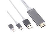 8 Pin Micro USB to HDMI HDTV Adapter Cable with USB Charger Cable for iPhone 6 6s iPhone 6 Plus 6s Plus Samsung Galaxy S5 Note 4 Grey