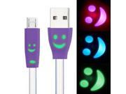7 colors Luminescence Micro 5 Pin USB Charge Data Transfer Cable with Smile Face Suitable for Samsung Galaxy S6 S IV i9500 i9200 i9300 Purple