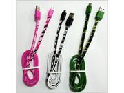 1M Flat Decorative Patterned Data Sync Charging Micro USB V8 Cable For Cellphone Tablet
