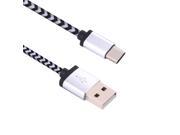 1m Woven Style Type c USB 3.1 to USB 2.0 Data Sync Charge Cable for Macbook Google Chromebook Nokia N1 Tablet PC Letv Smart Phone Silver