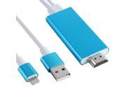 8 Pin to HDMI HDTV Adapter Cable with USB Charger Cable for iPhone 6 6s iPhone 6 Plus 6s Plus iPhone 5 5S iPad mini iPad Air Blue