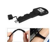 Micro USB 5 Pin to Double Sided USB Port Key Shape Data Charging Cable Length 8.4cm Black