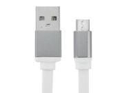 Micro USB 5 Pin to USB Port Noodle Style Lithium Alloy Shell Data Charging Cable Length 1m Grey