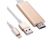 8 Pin to HDMI HDTV Adapter Cable with USB Charger Cable for iPhone 6 6s iPhone 6 Plus 6s Plus iPhone 5 5S iPad mini iPad Air Gold