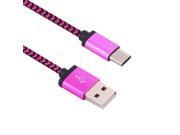 1m Woven Style Type c USB 3.1 to USB 2.0 Data Sync Charge Cable for Macbook Google Chromebook Nokia N1 Tablet PC Letv Smart Phone Magenta