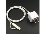 Yellowknife US Dual USB Ports Wall Charger And MFI Lightning 2 In 1 Charger Cable For iPhone iPad iPod