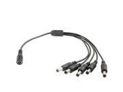 1 Female to 5 Male Plug 5.5 x 2.1mm DC Power Cable Black