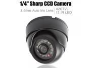 1 4? Sharp CCD HD 420TVL Dome 12IR LED Indoor Security Camera Black 008