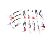 14 pcs Sequins Feathers Rotary Miter Iron Spoon Bait Bass Lures