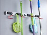 4pcs Multi function Aluminum Mop Rack Wall Mounted Broom Hanger with Sundries Hooks