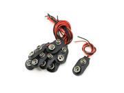 Black Red Double Cable Connection 9V Battery Clips Connector Buckle 10 Pcs