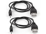 2 Pcs Computer USB 2.0 to Single 2.0mm Jack DC Power Cable Cord Black