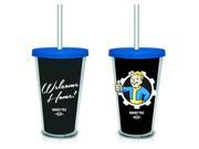 Fallout Welcome Home Vault Tec Black 18oz. Travel Cup with Straw