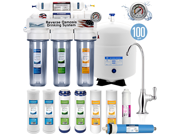 5 Stage Home Drinking Reverse Osmosis System complete purifier clear w pressure gauge 100 GPD