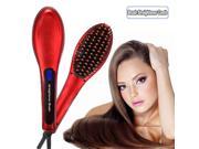 Auto Hair Straightener Comb LCD Ion Brush Electric Hair Massager Anti Scald Tool Color Pink