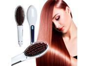 Colour White Auto Hair Straightener Comb LCD Ion Brush Electric Hair Massager Anti Scald Tool