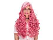 Women Wig Hair CoastaCloud Long Halloween Two Tone Pink and White Ombre Wig Heat Resistant Fiber Synthetic Costume Cospl
