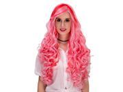 Women Wig Hair CoastaCloud Long Curly Wave Halloween Cosplay Two Tone Pink and White Ombre Wig Heat Resistant Fiber Synt