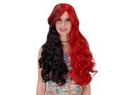 Women Wig Hair CoastaCloud Long Curly Halloween Joker Harley Quinn Cosplay Two Tone Red and Black Ombre Fiber Synthetic