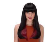 Women Wig Hair CoastaCloud Long Straight 2 Tones Black and Red Ombre Fashion Synthetic Hair Wig with Flat Bangs Party 25