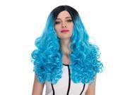 Halloween Women Cosplay Wigs CoastaCloud Two Tone Black Gradient Blue Long Water Wavy Hair Lolita Vogue Cosplay Party Wo