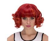 Halloween Women Cosplay Wigs CoastaCloud Red Gradient Neat Bang College Wind Wave Wig Chin Length 30cm 12
