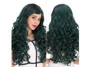 Halloween Women Cosplay Wigs CoastaCloud Synthetic Wigs Long Curly Wave Synthetic Hair Dark Green Color Wigs For Women C