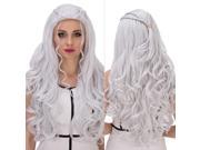 Halloween Women Cosplay Wigs CoastaCloud Synthetic Wigs Long Curly Wave Hair White Color Wigs For Women Cosplay Christma