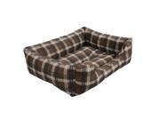 Soft Washable Dog Cat Pet Bed Cushion Rectangle Pet Bed All Season Pet Bed with Classical Plaid Design XL Coffee