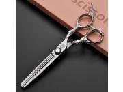 6 Barber Scissors Thinning Scissors by high grade Stainless Steel Silver Dragon Style