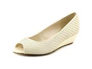 Alfani Cammi Women US 7 White Peep Toe Wedge Heel