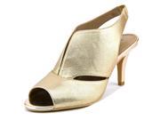 Bandolino Mirabella Women US 6 Gold Peep Toe Slingback Heel