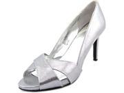 Alfani Lorelei Women US 9.5 Silver Peep Toe Heels