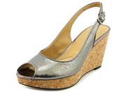 Trotters Allie Women US 8 N S Silver Peep Toe Wedge Sandal