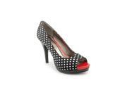 Rampage Gracee Women US 6.5 Black Peep Toe Heels