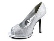 Rampage Gracee Women US 9.5 Silver Peep Toe Heels