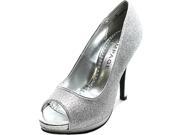 Rampage Gracee Women US 7 Silver Peep Toe Heels