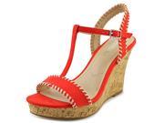Charles By Charles D Lip Women US 7 Red Wedge Sandal