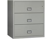 Phoenix Lateral 38 inch 3 Drawer Fireproof File Cabinet Light Gray