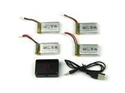 3.7V 650mAh Lipo Battery 4PCS with 4 in 1 Charger For Syma X5C 1 X5SW Drone
