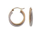DANI G. 14KT GOLD DOUBLE TWO TONE TEXTURED HOOP EARRING