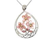 DANI G. 14KT STERLING SILVER PINK MOTHER OF PEARL FLORAL PENDANT