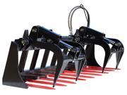 72 Tine Fork Grapple Bucket Silage Rake Manure Hay Bale Skid steer loader rock