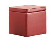 Faux Leather Storage Ottoman By Poundex Red