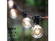 Beautifull 25 ft Outdoor string lighting Globe Patio Set 25 G40 Clear Bulbs [Black]