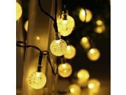 20ft Solar Powered String Lights 30LED Crystal Ball Waterproof Garden Warm Light