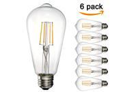 GMY Lighting Electrical 6 PACK 3.5W ST19 Clear Vintage Style Dimmable LED Filament Light Bulb 2700K Warm White