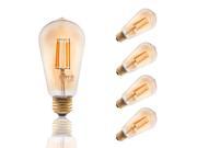 4 PACK 4.5W Led Dimmable Edison Globe Lamp Light Bulb Vintage ST19 Filament E26